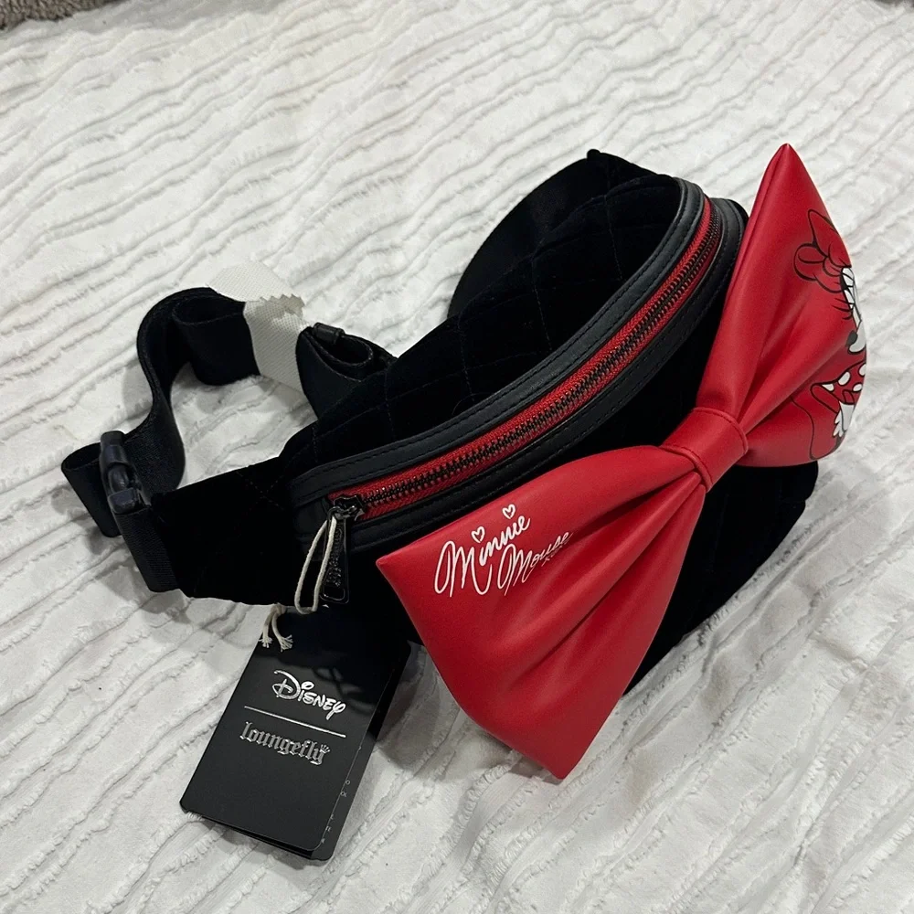 Disney Minnie Mouse Black and Red Bow Waist Bag - Picture 2 of 9